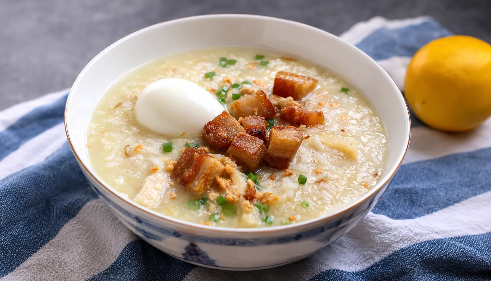 Goto Filipino rice porridge bowl served at Late Night Go-To in Winnipeg&rsquo;s West End
