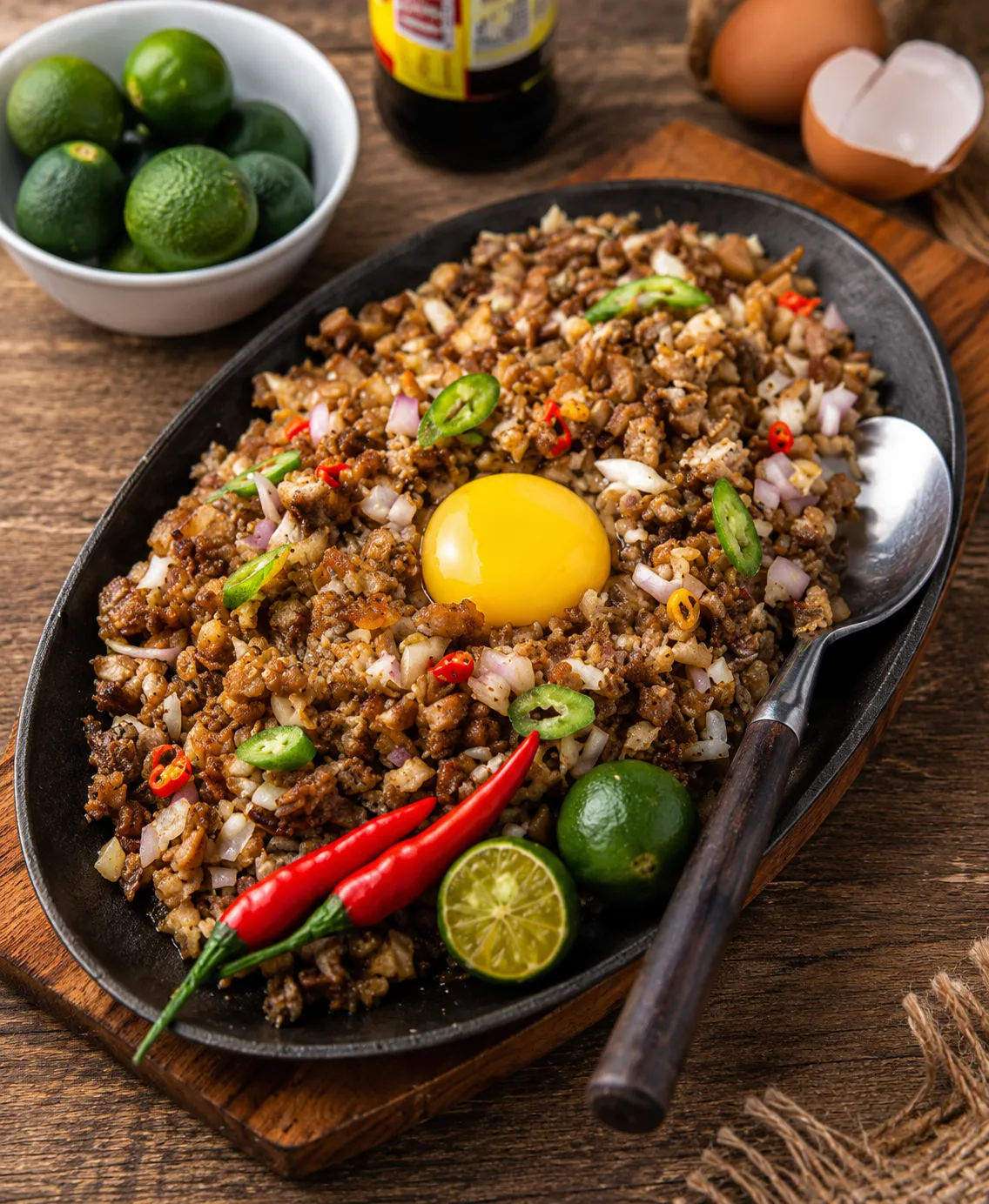 Crispy pork sisig Filipino street food plate in West End Winnipeg